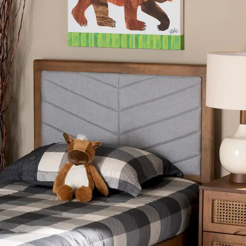 Tête de lit simple en tissu et bois massif, style minimaliste moderne (gris)