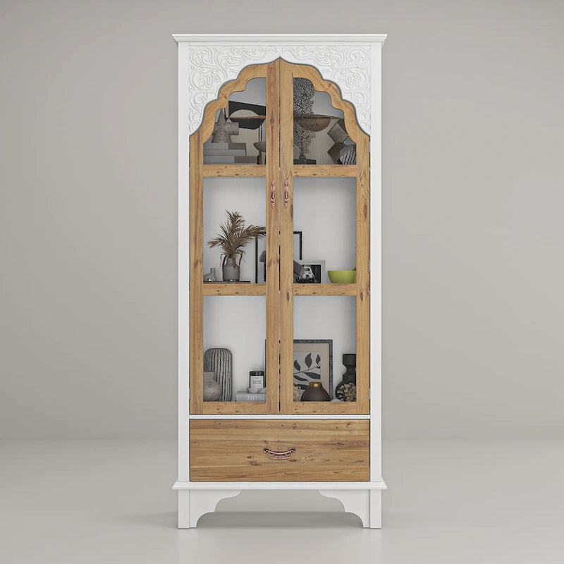 Vitrine/armoire de salle de bain en bois finition chêne - 180,1 x 80 cm (Hxl)