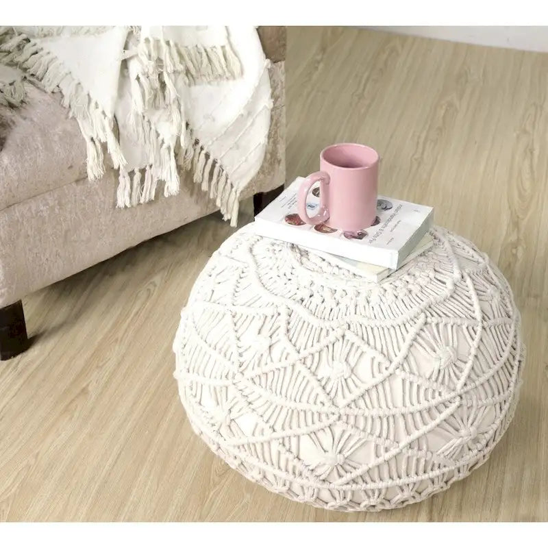 Repose-pieds pouf tissé naturel