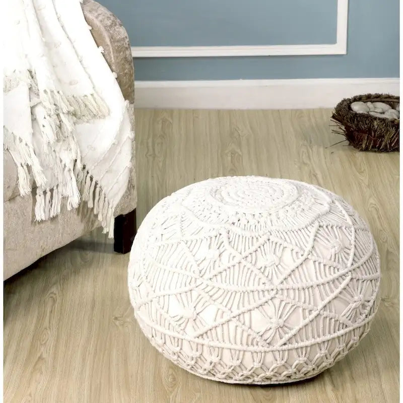 Repose-pieds pouf tissé naturel