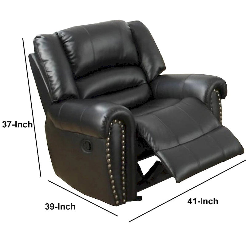 Fauteuil inclinable/à bascule en similicuir et contreplaqué, noir