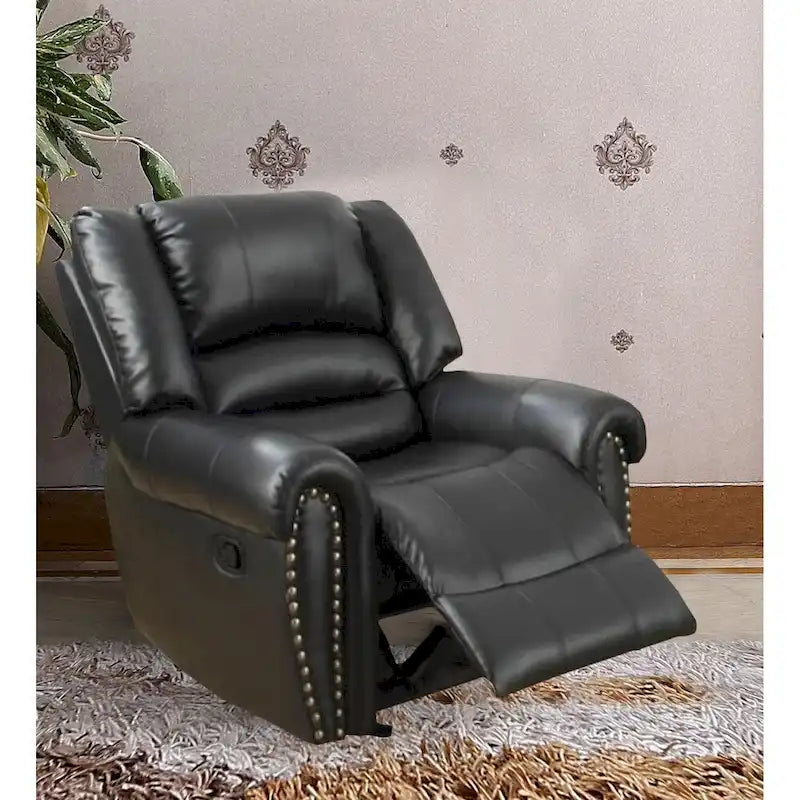 Fauteuil inclinable/à bascule en similicuir et contreplaqué, noir