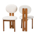 Ensemble de deux chaises de salle à manger modernes de style japonais-nordique : Tissu bouclé et bois massif