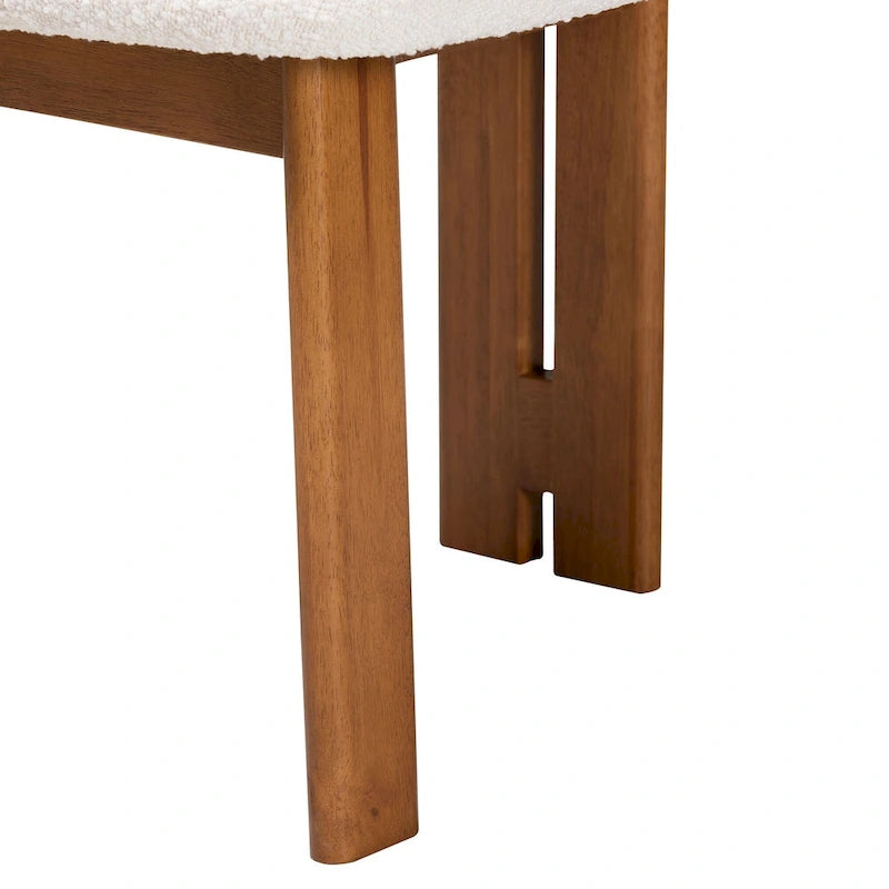 Ensemble de deux chaises de salle à manger modernes de style japonais-nordique : Tissu bouclé et bois massif