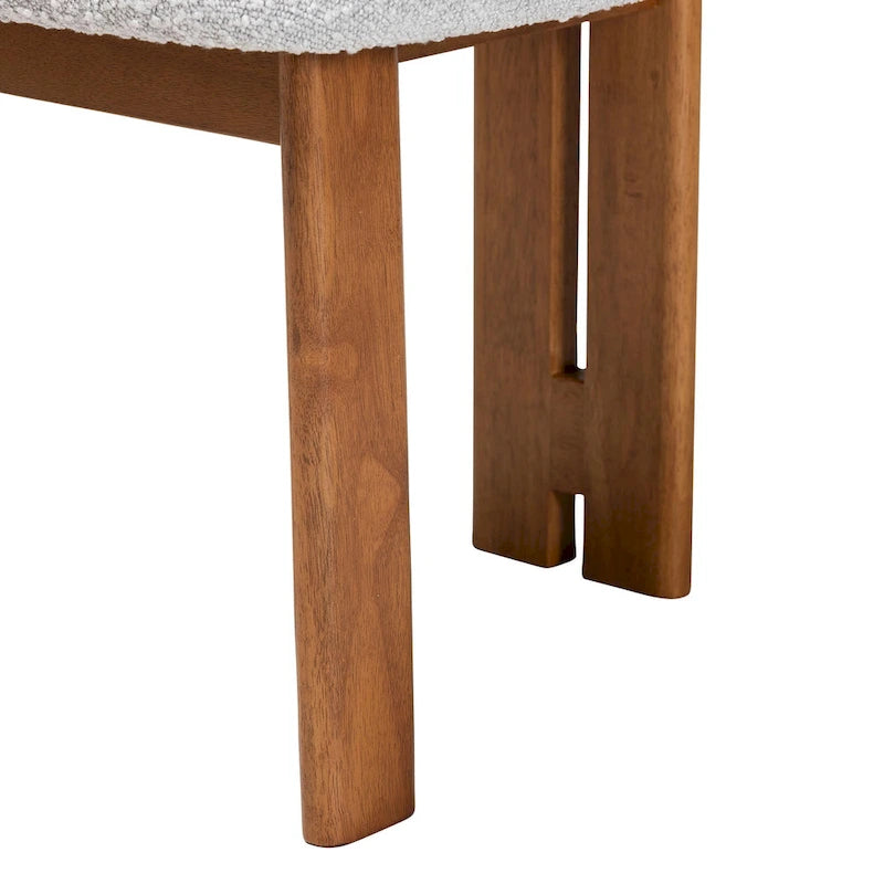 Ensemble de deux chaises de salle à manger modernes de style japonais-nordique : Tissu bouclé et bois massif