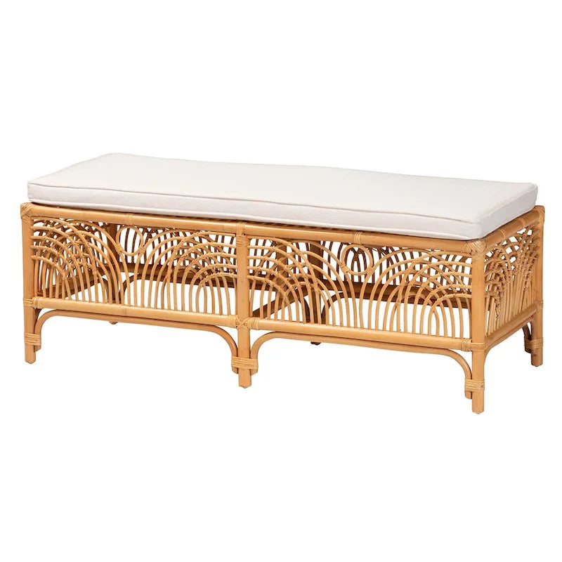 Banc en rotin brun naturel style bohème moderne