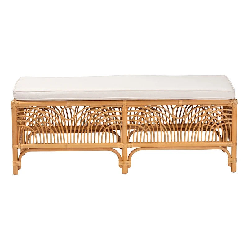 Banc en rotin brun naturel style bohème moderne