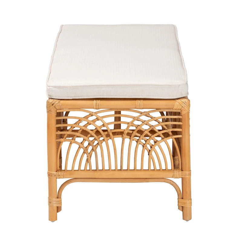 Banc en rotin brun naturel style bohème moderne
