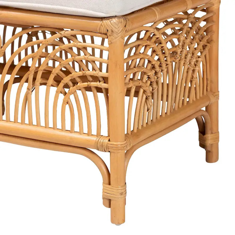 Banc en rotin brun naturel style bohème moderne
