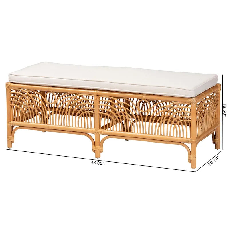 Banc en rotin brun naturel style bohème moderne
