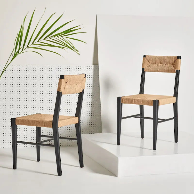 SAFAVIEH Couture Shazia Rattan Dining Chair (Set of 2) - 16.3 W x 21.3 L x 34 H - 16Wx21Dx34H