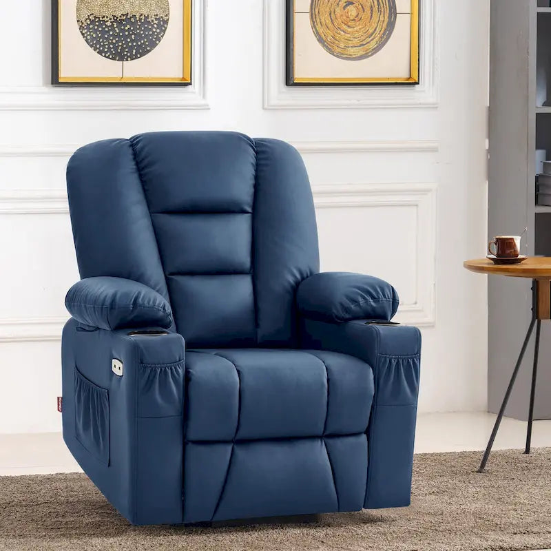 Petit fauteuil inclinable de massage et chauffant électrique à hauteur réglable, adapté aux personnes âgées de petite taille, en cuir artificiel.