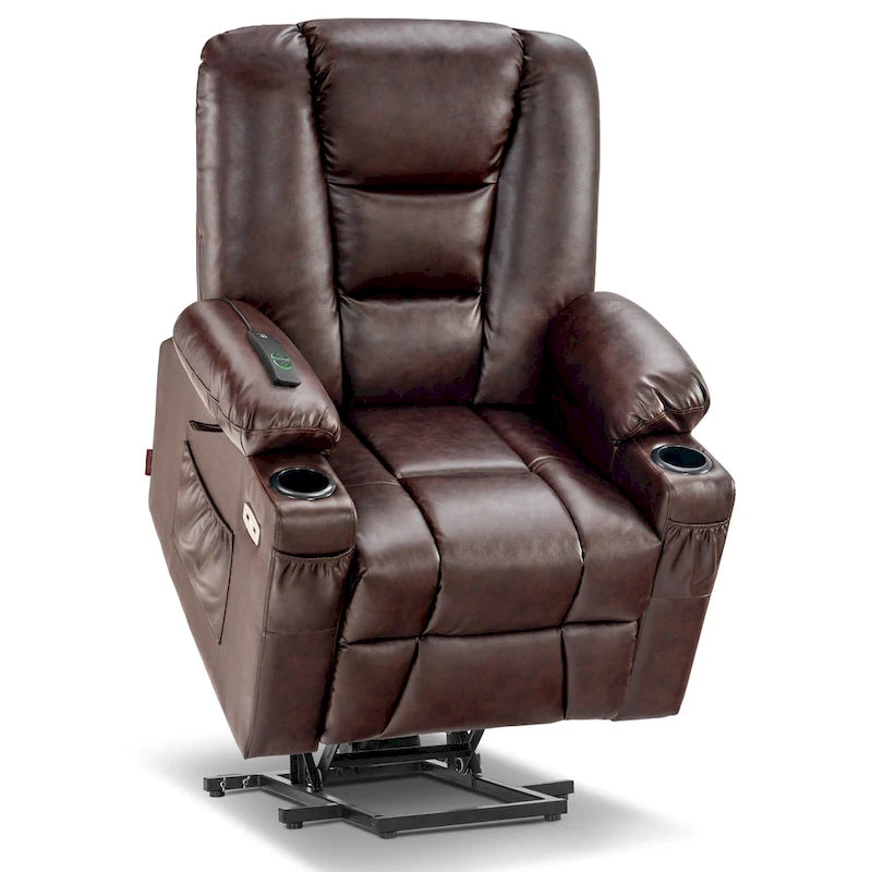 Petit fauteuil inclinable de massage et chauffant électrique à hauteur réglable, adapté aux personnes âgées de petite taille, en cuir artificiel.