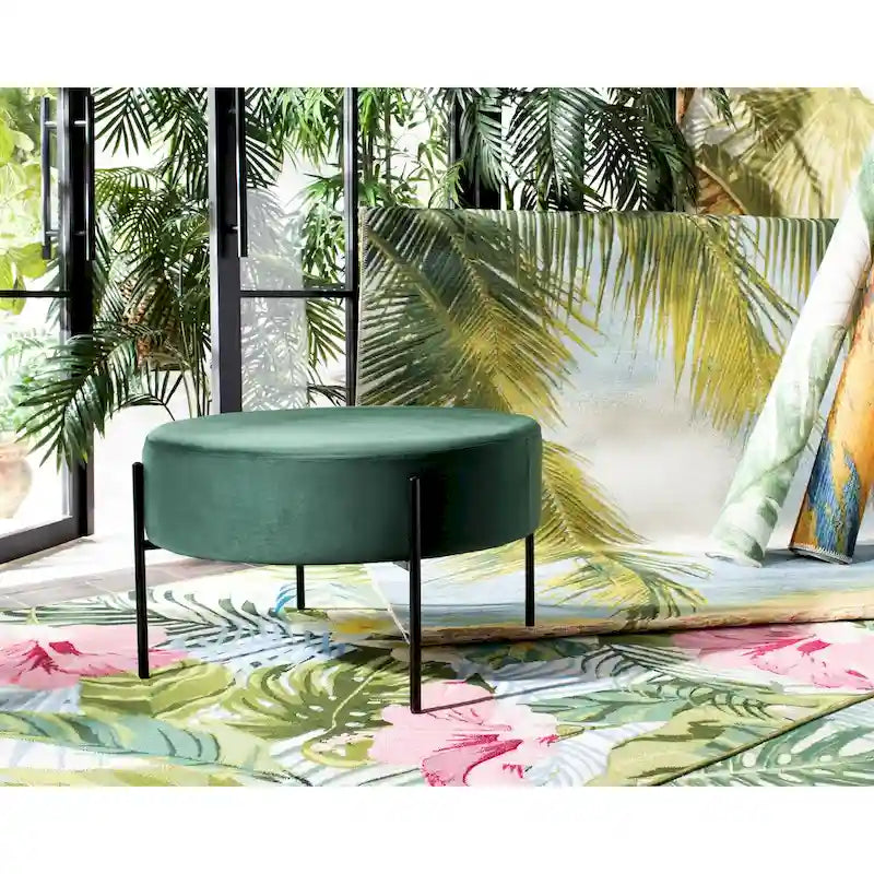 Repose-pieds rond en velours pour cocktail