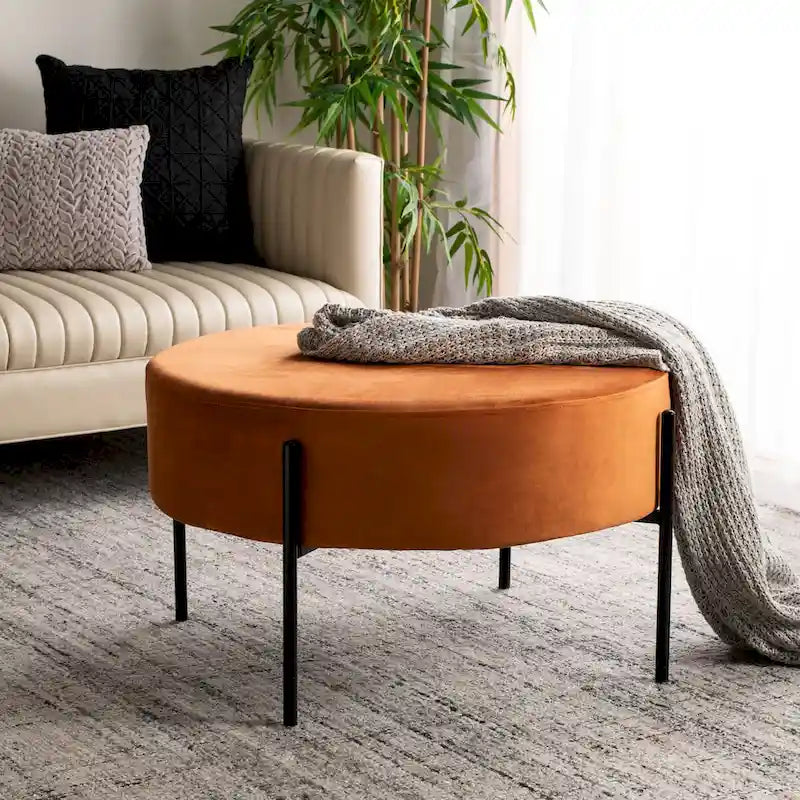 Repose-pieds rond en velours pour cocktail