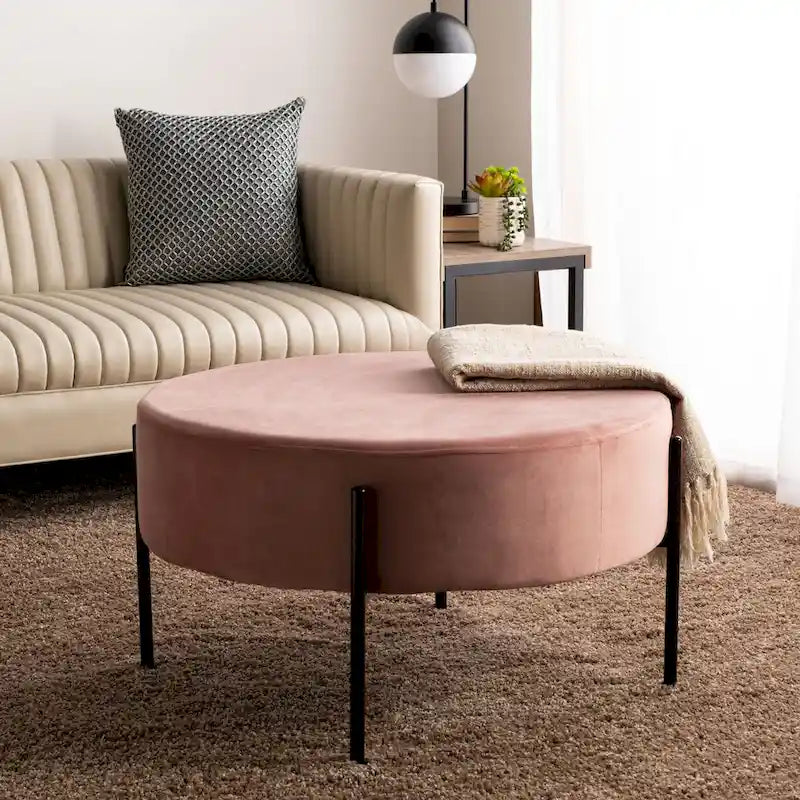 Repose-pieds rond en velours pour cocktail