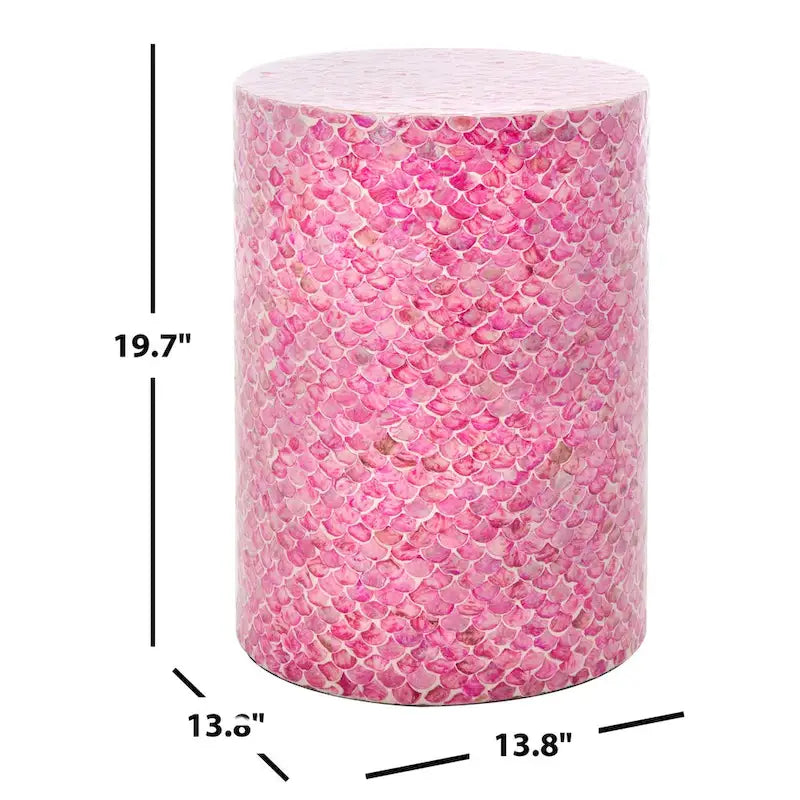 Table d'appoint ronde rose foncé - 35 cm de large x 35 cm de long x 50 cm de haut - 35,5 cm de large x 35,5 cm de profondeur x 51 cm de haut