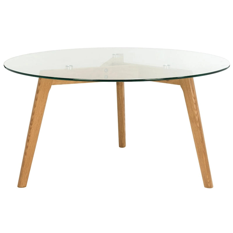 Table basse ronde en verre de style Mid-Century Modern — 35,4 x 35,4 x 17,7 — L35 x P35 x H18
