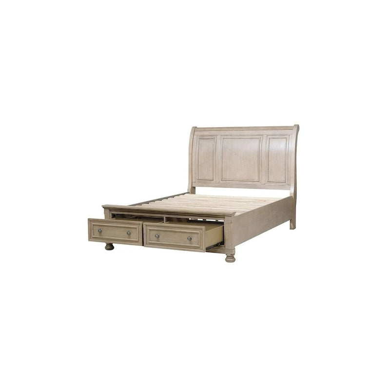Ensemble de chambre à coucher gris moderne avec lit plateforme de rangement style traîneau