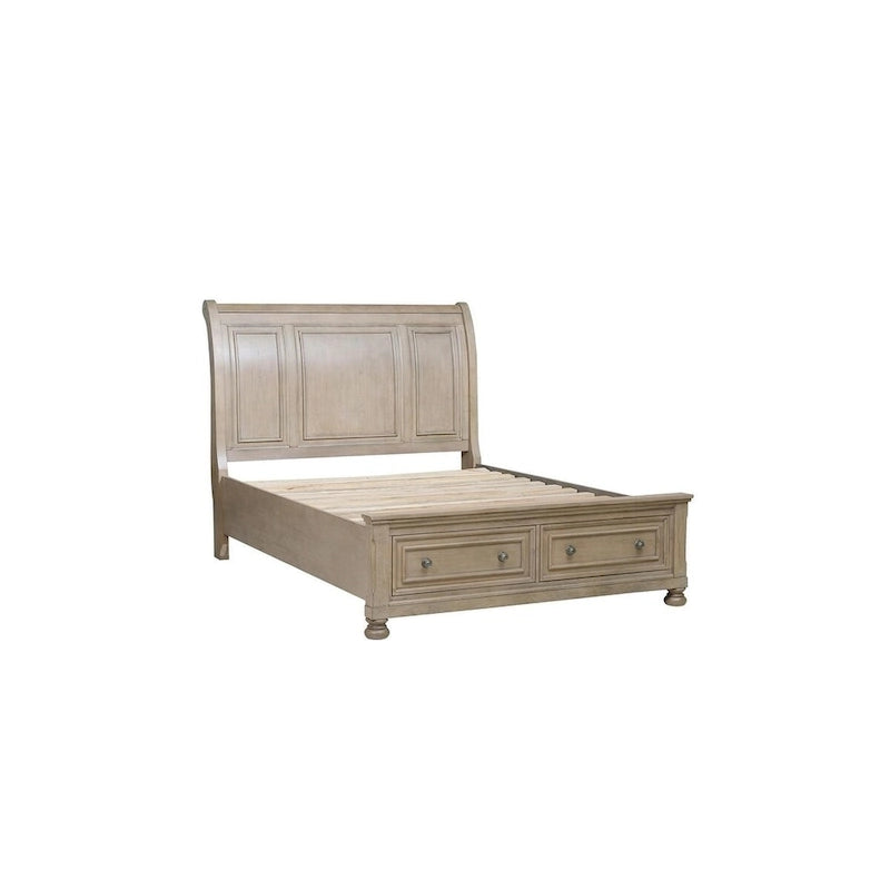 Ensemble de chambre à coucher gris moderne avec lit plateforme de rangement style traîneau