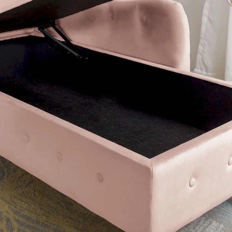 Chaise longue d'intérieur, chaise longue pour chambre avec rangement et oreiller, chaise longue rembourrée moderne à accoudoirs roulés pour le repos