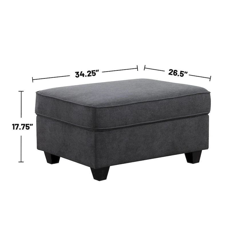 Canapé d'angle en L avec pouf, gris pierre