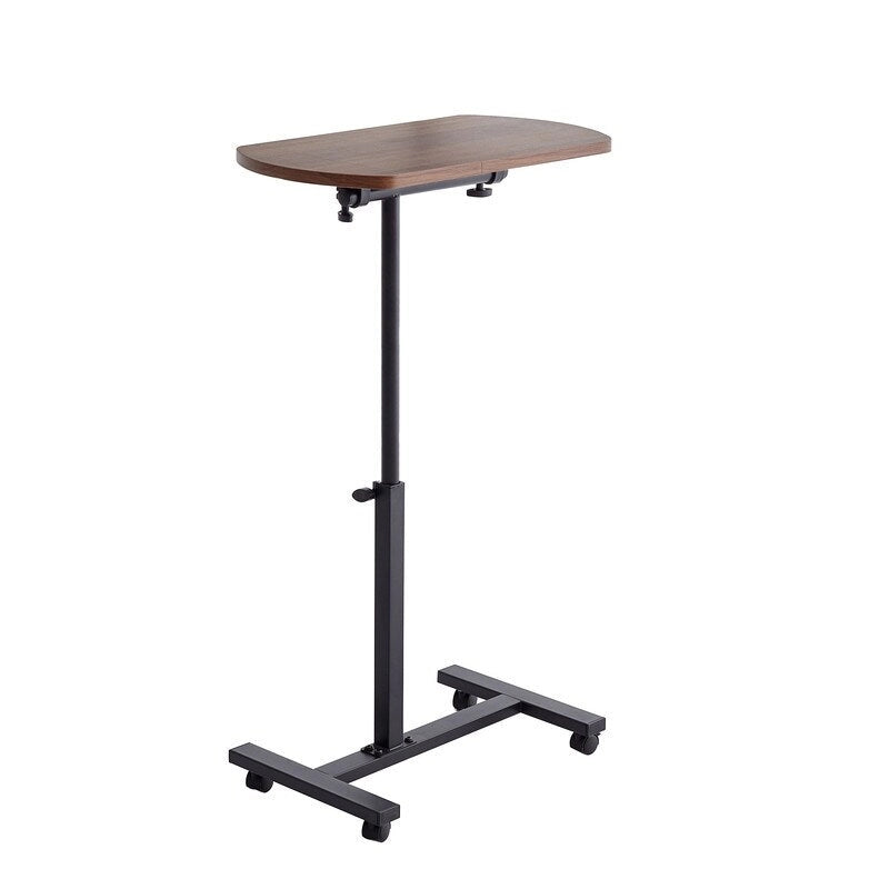 Table d'appoint en C — Table d'appoint de canapé à cadre métallique, hauteur réglable, avec roulettes, supporte une rotation à 360 degrés