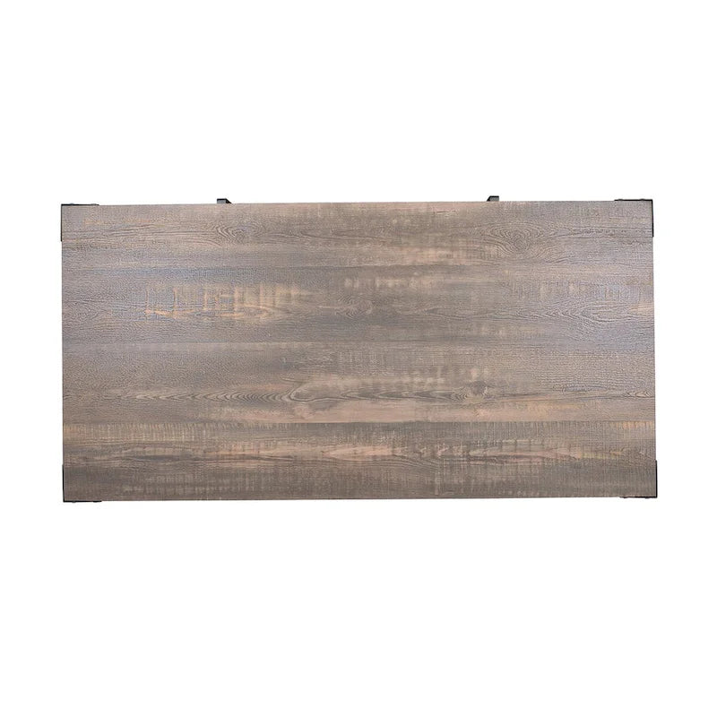 Ensemble de table basse et de table d'appoint à deux pièces en acier noyer foncé, style campagnard