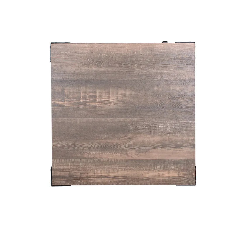 Ensemble de table basse et de table d'appoint à deux pièces en acier noyer foncé, style campagnard