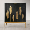 Bahut/Buffet deux portes Mid-Century Modern – Finition or antique, Meuble de rangement pour salon/salle à manger