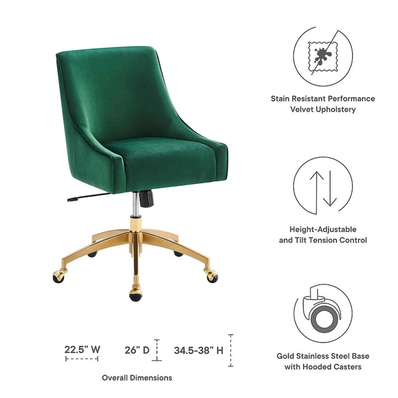 Chaise de bureau en velours performant