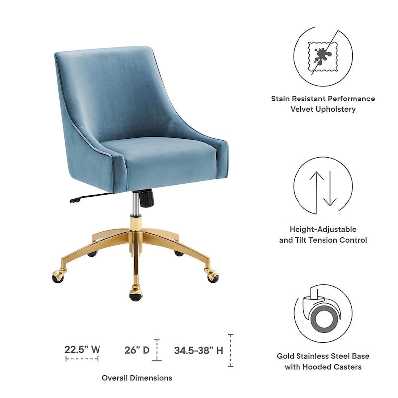 Chaise de bureau en velours performant