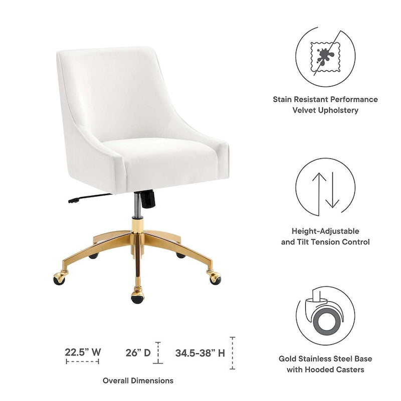 Chaise de bureau en velours performant