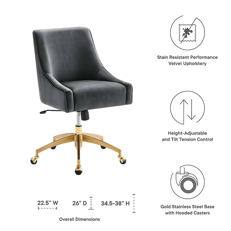 Chaise de bureau en velours performant