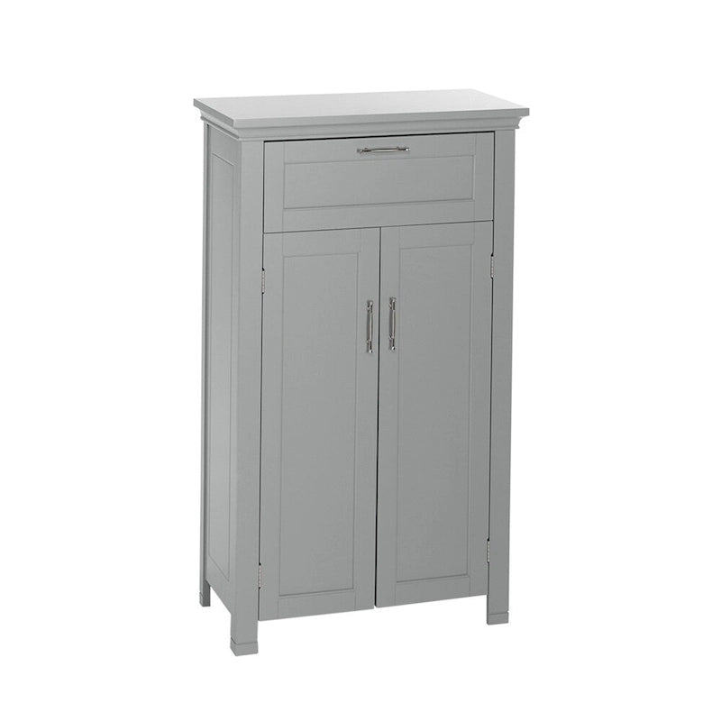 Meuble de rangement pour salle de bain et buanderie à deux portes avec tiroirs et étagères réglables - Gris - Non applicable