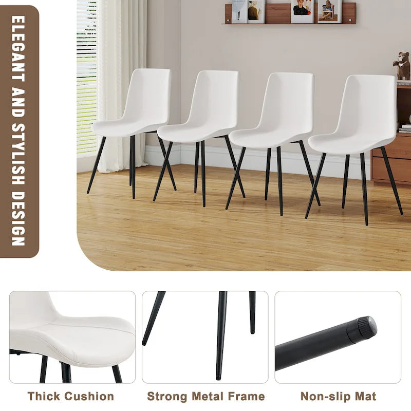 Lot de 4 chaises de salle à manger, chaises de cuisine modernes en similicuir