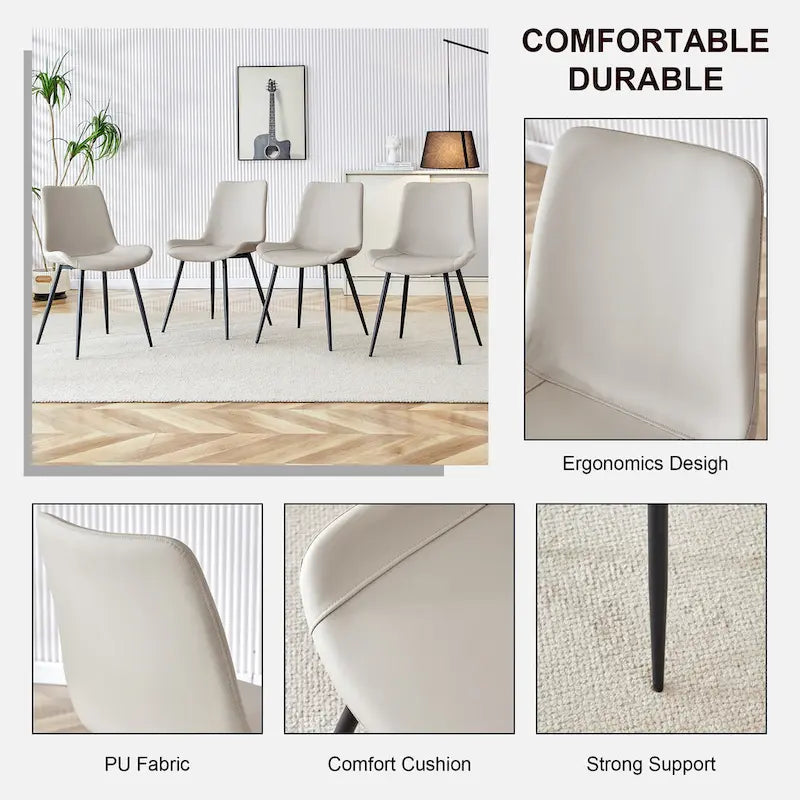 Lot de 4 chaises de salle à manger, chaises de cuisine modernes en similicuir